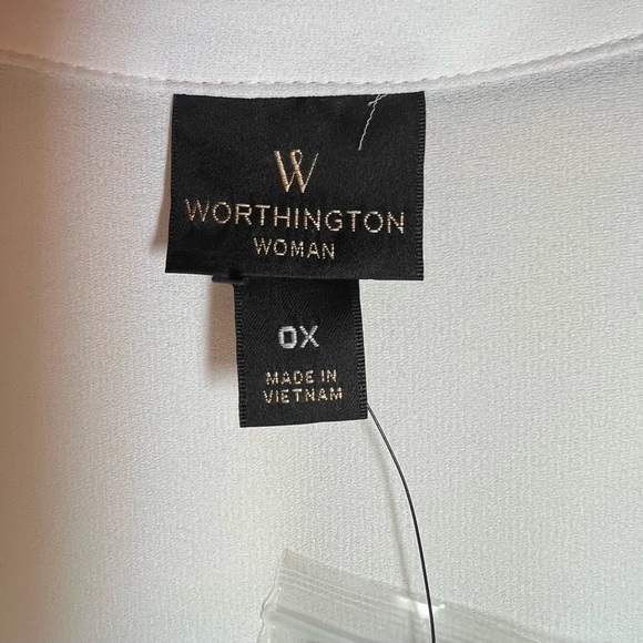NWT Worthington White Black Tipping Blouse - Picture 6 of 7